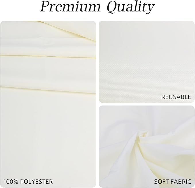 WIGENIUS 6 Pack Ivory Table Cloth Rectangle 60x102 Inch Polyester Tablecloths for 6ft Rectangle Tables - Reusable Wrinkle Resistant Washable Cloth Cover for Wedding Banquet Party | Hemmed Edges