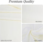 WIGENIUS 2 Pack Ivory Table Cloth Rectangle 60x84Inch Polyester Tablecloths for 5ft Rectangle Tables - Reusable Wrinkle Resistant Washable Cloth Cover for Wedding Banquet Party | Hemmed Edges