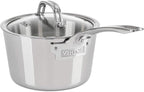 Viking Culinary 3-Ply Stainless Steel Stock Pot, 12 Quart, Includes Metal Lid & Culinary Contemporary 3-Ply Stainless Steel Saucepan, 2.4 Quart