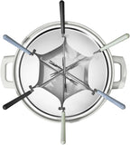 Beautiful 3-Quart Electric Fondue Set, Stainless Steel & Ceramic Insert, Nonstick, Adjustable Temp (White Icing)