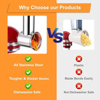 Large Stainless Steel Slicer Shredder Attachment for KitchenAid Mixers,Dishwasher Safe Vegetable Cheese Grater Accessories with 4 Cutting Blades by KINGEAGLE