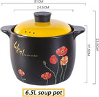 Ceramic Clay Pot for Cooking with Lid Chinese Stew Hot Pot, Earthenware Pot For Cooking Rice, Noodle and Porridge Milk Soup, Casserole Nonstick Cookware for Home Restaurant,6.5l
