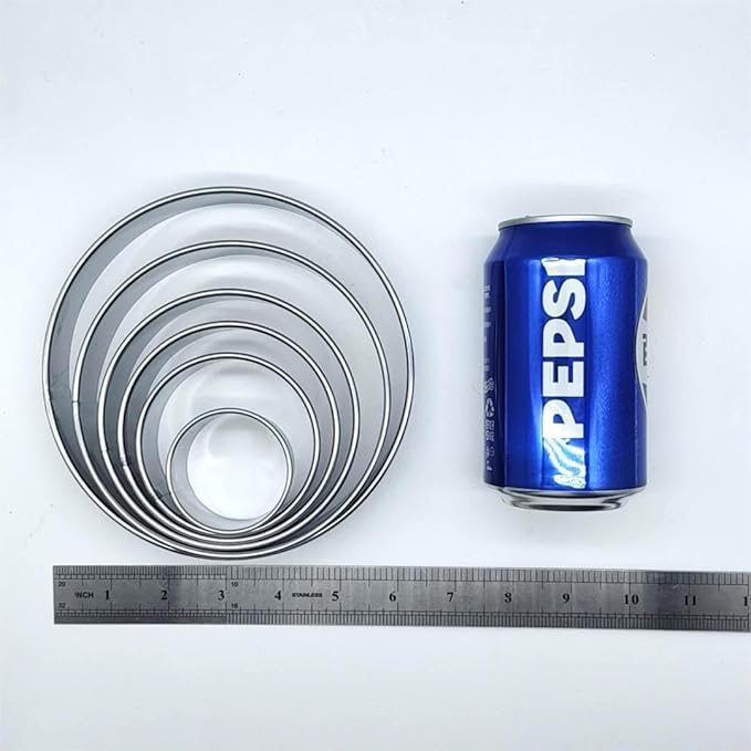 Doczen 6 Pcs Round Cookie Cutter Set (2, 3, 3.5, 4, 5, 6 Inch) - Round Cookie Cutter 4, 5, 6 Inch, Stainless Steel