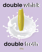 Elementi Milk Frother Handheld Double Whisk - Coffee Frother, Electric Stirrer & Matcha Whisk - Handheld Drink Mixer for Coffee (Yellow)