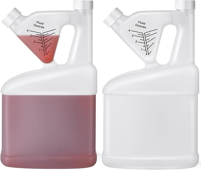 2 Pcs 64 oz Measure Container Tip and Pour Measuring Containers Plastic Measuring Bottle, up to 4oz Measuring Capacity