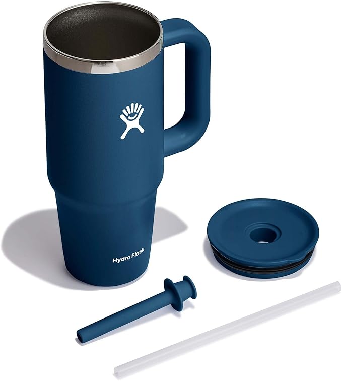 Hydro Flask 24 Oz Travel Tumbler with Handle, Lid and Straw - Insulated Stainless Steel in Indigo