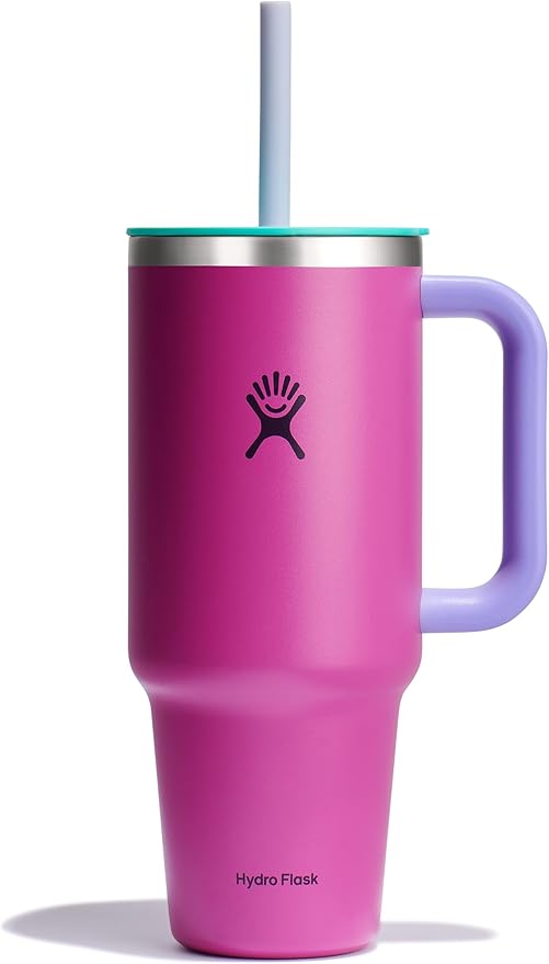 Hydro Flask 40 Oz Travel Tumbler with Handle, Lid and Straw - Insulated Stainless Steel in Holiday Punch
