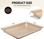 Vinino Baking Sheet Set of 2, Cookie Sheets For Baking with Square Texture Pattern, Thicker Carbon Steel Non-stick Baking Pan Half Pans Tray for Oven 17-GD