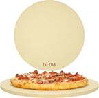 Round Pizza Stone for Grill and Oven- 15 inch Baking Stone Heavy-Duty Cordierite Pizza Stone for Bread, Cookies, Heat Proof BBQ Grilling Cooking Stone for Making Crisp Crust Pizza (Beige)