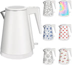 1.2L Double Wall Stainless Steel Interior Water Boiler, Cordless, 1000W Fast Boil with LED Light Coffee Pot & Tea Electric Kettle, Auto Shut-Off and Boil-Dry Protection (White)