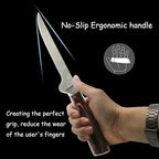 Premium Boning Knife with Sheath & Pocket Sharpener 6 Inch High Carbon Stainless Steel Japanese Fillet Professional Trimming Knife for Meat, Fish, Deboning