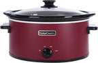 HOMECOOKIN 6 Quart Slow Cooker Oval Manual Pot Food Warmer with 3 Cooking Settings, Red Stainless Steel