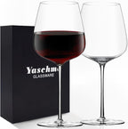 Red Wine Glasses Set of 2, 24oz Large Wine Glasses, Hand Blown Crystal, Ultra-Thin Rim, Long Stem, Lightweight, Ideal for Wine Tasting, Unique Wedding, Anniversary, Christmas, Birthday Gift