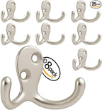 Coat Hooks Wall Hooks for hanging - 8 pack Silver Double Prong Hook Wall Mounted - Great for Living Room, Kitchen, Bedroom for Coat, Bag, Scarf, Towel, Hat, Key, Cup,Sturdy, Durable, Rust-Resistant