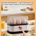 Egg Cooker,2025 New Rapid Egg Cooker 6 Egg Capacity, Soft, Medium, Hard Boiled, Poacher, Stainless Steel Electric Eggs Cooker,Or Hard-Boiled Eggs, Rapid Cook Time, Auto Shut-Off & Boil-Dry Protection