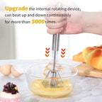 Newness Egg Whisk, [2 Pack 10in & 12in] Stainless Steel Hand Push Whisk Blender for Home - Versatile Tool for Egg Beater, Milk Frother, Hand Push Mixer Stirrer - Kitchen Utensil for Blending, Whisking