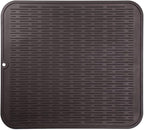 Silicone Dish Drying Mat for Multiple Usage,Easy clean,Eco-friendly,Heat-resistant Silicone Mat for Kitchen Counter or Sink,Refrigerator or Drawer Liner Coffee XL 18 inches x 16 inches
