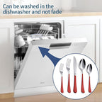 Red Silverware Set 20 Piece 18/0 Stainless Steel Flatware Red Handle Cutlery Set Service for 4 Fork Knife Spoon Set Mirror Finish Dishwasher Safe