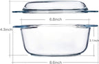 NUTRIUPS Small Round Glass Casserole Dish with lid,1.5 L glass bowl with glass lid, Microwave and Oven Safe
