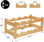Bamboo Wine Rack, 2-Tier 8 Bottles Wine Storage Cabinet Shelf, Easy-Assembly Freestanding Bamboo Wine Racks Countertop for Kitchen Pantry Dining Room Bar, Natural