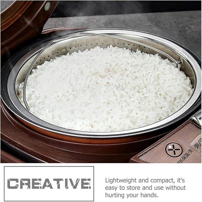 UPKOCH Pasta Strainer Steamer Basket Stainless Steel Vegetable Steamer Basket Insert Chinese Dumpling Rice Cooker Steaming Basket with Handle for Veggie Fish Seafood Cooking 22cm