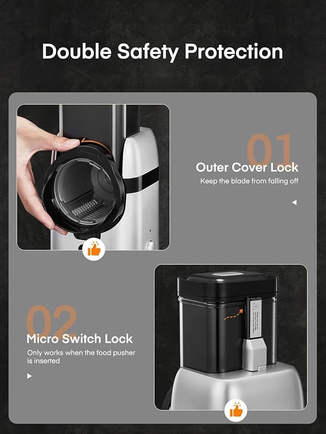 FOHERE Electric Cheese Grater, Upgraded 6-IN-1 Large Feed Chute Electric Vegetable Slicer with Different Blades and Storage Box, Cheese Shredder, Electric Slicer for Cheese, Fruits, Vegetables