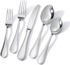 KINGSTONE 60 Piece Teardrop Silverware Set for 12, 18/10 Stainless Steel Flatware Set, Modern Design Cutlery Set for Home/Hotel/Wedding,Mirror Polished and Dishwasher Safe
