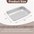 20-Pack Aluminum Grill Drip Pans for 6415 Weber Grill, Universal Disposable Foil Grease Tray Liners for Weber Spirit, Traveler, Genesis, Q Series