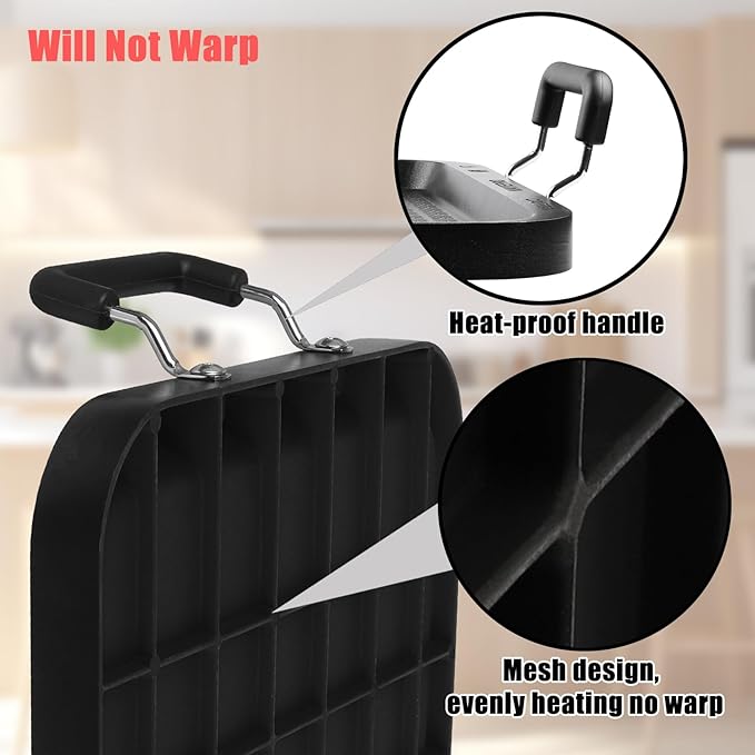 Vayepro 2-Burner Griddle Pan with Glass Lid - Nonstick Stovetop Griddle for Gas, Glass Stove Top - Aluminum Camping Grill Pan for Pancakes, Eggs, Breakfast