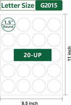 1.5 inch Round Labels Printable,Matte White Custom Sticker Labels for Printer,1-1/2" Small Circle Sticker Paper for Jars,1.5" Blank Round Stickers,40 Sheets,800 Circle Stickers in Total