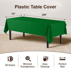 Exquisite Party Solids 12-Pack Premium Plastic Tablecloth 54in. x 108in. Rectangle Table Cover - Emerald Green