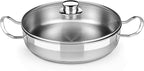 BRA COOKWARE Profesional Sauté Pan w/Glass Lid | 10.2 inches - 3.2 quarts Professional Deep Pan | Stainless Steel Sauté Pan | All Stovetop Compatible | 100% PFOA Free | Brushed Finish