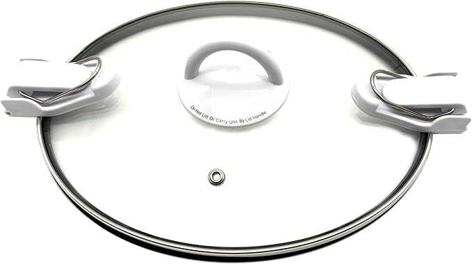 Oval 2.5Qt Glass Lid Replacement Compatible with Crockpot Slow Cooker SCCPCCM250-BT, SCCPCCM250-BF, with Sealing Ring and Buckles, White Handles