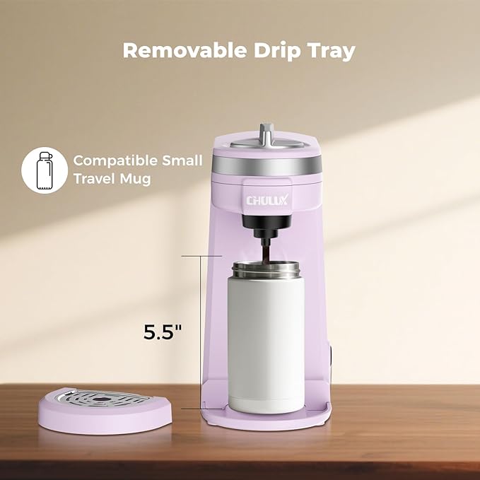 CHULUX Mini Coffee Maker for K Capsule, Single Serve Coffee Maker for One Cup Americano, Lightweight Pod Coffee Machine, Lavender