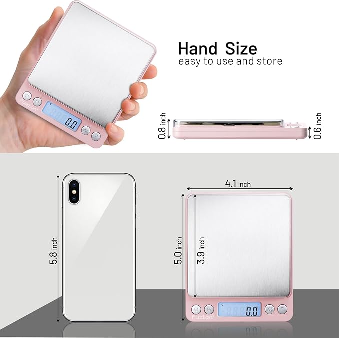 Fuzion Digital Scale .1 Gram Accuracy, 3000g Mini Food Scales for Herb, Spice, Jewelry, Gold, Small Food Scale - Weight Gram and Oz