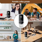 Handheld Electric Coffee Grinder Portable USB-C Rechargeable - Compact & Lightweight for Travel, Camping, Home Use, Black/White Design (60, White, one size fits all)