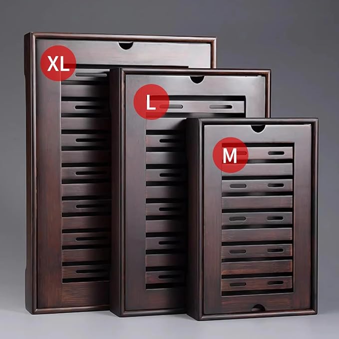 XL Size Bamboo Chinese Tea Tray - 15.6 x 10.9 inch Japanese Tea Serving Tray, Gongfu Tea Table Set with Reservoir Type Water Storage Box Kong Fu Tea Tray