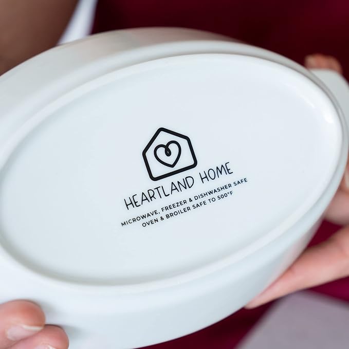 Heartland Home Porcelain Mini Casserole Dish Oval Au Gratin Dish (4pc Set). Cauliflower Baking Dish, Banana Split Bowls, Single Serving Dishes, Small Individual Gratin Dishes Set