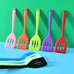 2Pack Small Silicone Turner High Heat Resistant Slotted Spatula for Fish, Eggs, Pancakes and More (8.2 IN, Light blue)