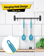 Pack of 2 Large Silicone Cooking Spoons,Non Stick Solid Basting Spoon,Heat-Resistant Kitchen Utensils for Mixing,Serving,Draining,Stirring (BLUE)