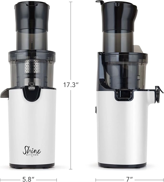 Shine Kitchen Co. SJX-1 Easy Cold Press Juicer with XL Feed Chute and Compact Body (White)