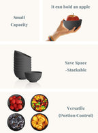 Homienly Wheat Straw Small Bowls, Dessert Bowls for Kitchen, Camping, Party, Unbreakable Mini Bowl Set of 8, 10 OZ Microwave and Dishwasher Safe Appetizer Bowl,Yogurt Bowls Set (Dark Grey)