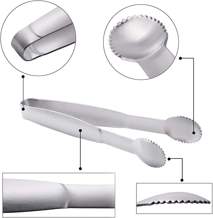 5" Mini Serving Tongs Set, Tiny Stainless Steel Small Tongs for Appetizers, Tea Party, Coffee Bar, Desserts, Set of 4