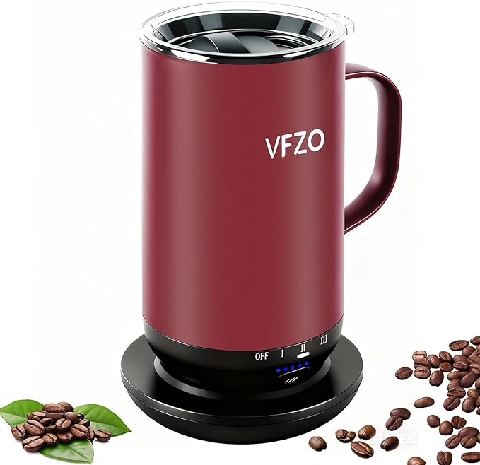 Self Heating Coffee Mug,High-Capacity- 18 oz, 180 Min Battery Life, Smart Heated Coffee Mug，Smart Mug, Simple Temperature Control Operation, Gifts for Family Members (Burgundy)