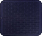 Silicone Dish Drying Mat for Multiple Usage,Easy clean,Eco-friendly,Heat-resistant Silicone Mat for Kitchen Counter or Sink,Refrigerator or Drawer Liner Navy Blue 2XL 24 inches x 18 inches