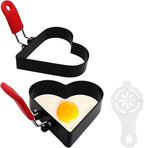 3.5 Inch Heart Egg Rings for Frying Eggs with Foldable Handle, 2 Pack Stainless Steel Heart Egg Shaper, Eggs Mcmuffin Ring Mold for Camping Pancake Sandwiches