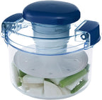 Instant Pickle Maker Vegetable Press Tsukemono Container Round Made in Japan BPA Free (Blue 0.8L)