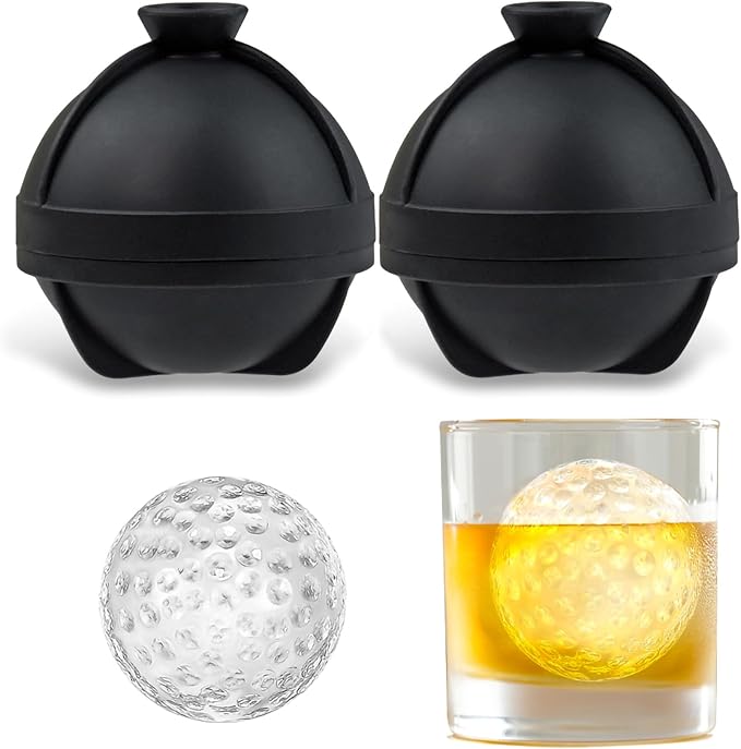 Bangp Golf Ball Ice Molds Set of 2,Whiskey Round Ice Cube Molds, Novelty Sphere Ice Molds Create 2.5 Inch Golf Ice Balls - Each Stone Keeps Your Drinks Cool and Unique,for Men and Women