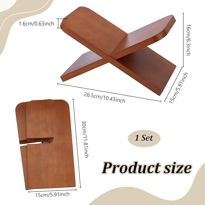 Open Book Display Stand, Wood Book Stands for Display, Cookbook Stand, Recipe Books Holder, Textbook Stands, Reading Accessories Art Document Books, Bible, Magazines, Home and Office