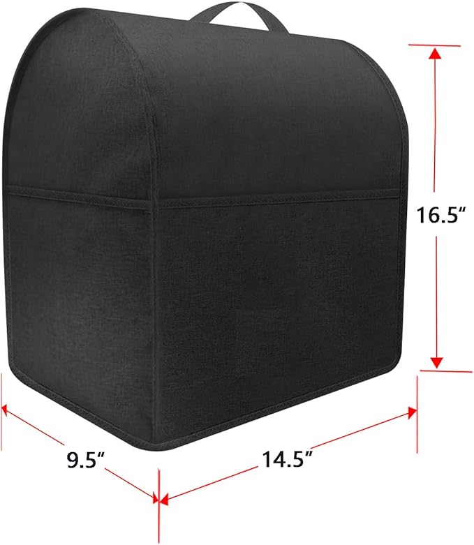 Stand Mixer Cover for KitchenAid Mixer, Multi Pockets, Water-resistant, Easy Cleaning (Black, Fit for Bowl Lift 5-8 Quart)